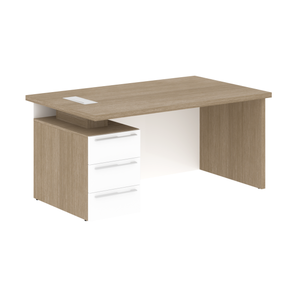 Стол письменный СП-064-25-24(L) Дуб Натуральный/Белый глянец 1600х900х750 KANON