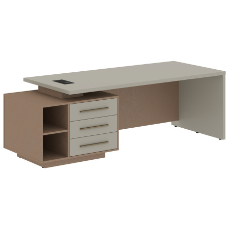 Стол руководителя с тумбой VCT 2390(L) Аметист/Бронза браш/Кобра 2300х900х750 VELION