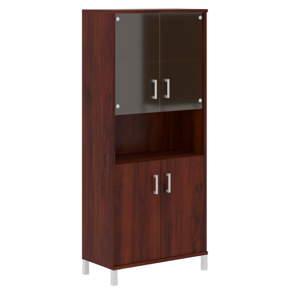 Шкаф высокий с малыми стеклянными и глухими дверьми B 430.10 Бургунди 900х450х2054 BORN