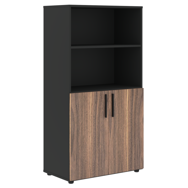 Шкаф средний широкий VRMCS 80.5 Американский орех/Яшма черный 800х430х1517 VELION VENEER