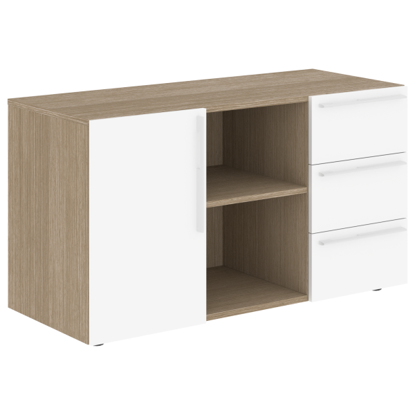 Тумба сервисная СП-064-25-07 Белый глянец/Дуб Натуральный 1200х500х670 KANON