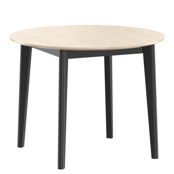 Стол круглый LYKKE TR-100 Белый дуб/Черный 1000х1000х750 LYKKE