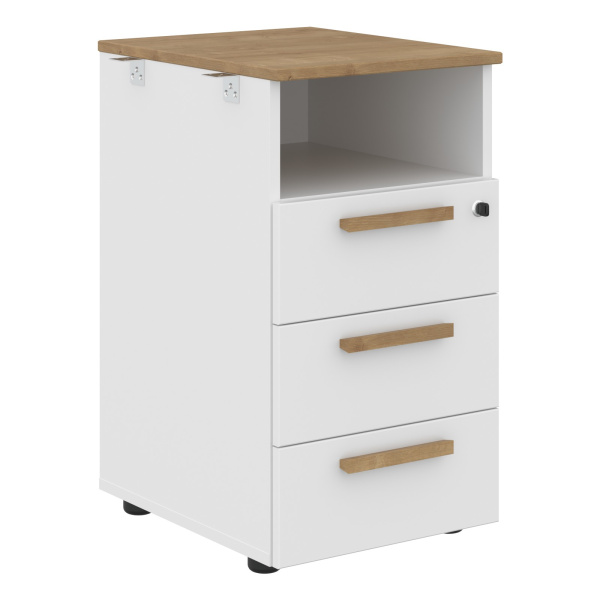 Тумба приставная FLC-3D.1A Дуб Гамильтон/Белый премиум 408х504х733 FORTA