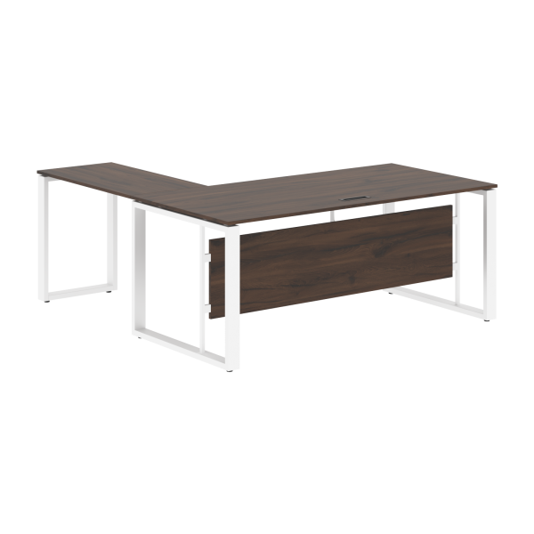 Стол руководителя угловой ECT 1819 Дуб Денвер темный/Белый 1800х1900х750 ENIO