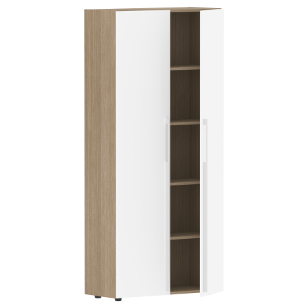 Шкаф высокий глухой СП-064-25-14 Белый глянец/Дуб Натуральный 900х450х2010 KANON