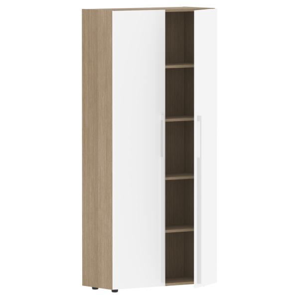 Шкаф высокий глухой СП-064-25-14 Белый глянец/Дуб Натуральный 900х450х2010 KANON