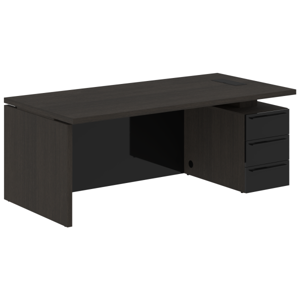 Стол письменный СП-064-25-23(R) Дуб Мореный/Черный глянец 2000х900х750 KANON