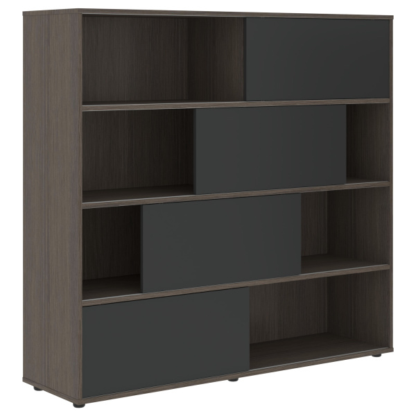 Шкаф с дверьми купе VMCS 1615 Яшма черный/Дуб Сильвер 1600х450х1517 VELION