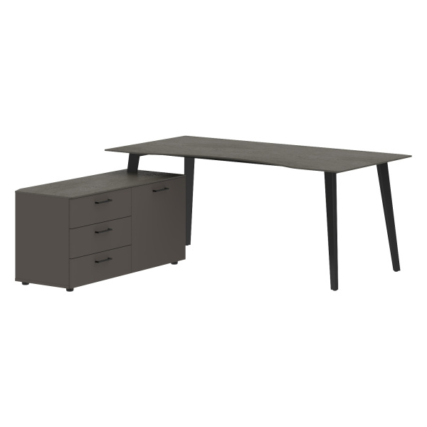 Стол руководителя с тумбой JCT 1818(L) Орех Мокко/Мокко/Антрацит 1800х1800х750 JAY