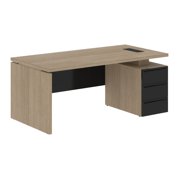Стол письменный СП-064-25-04(R) Дуб Натуральный/Черный глянец 1800х900х750 KANON