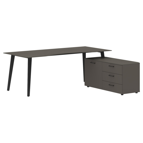 Стол руководителя с тумбой JCT 2018(R) Орех Мокко/Мокко/Антрацит 2000х1800х750 JAY