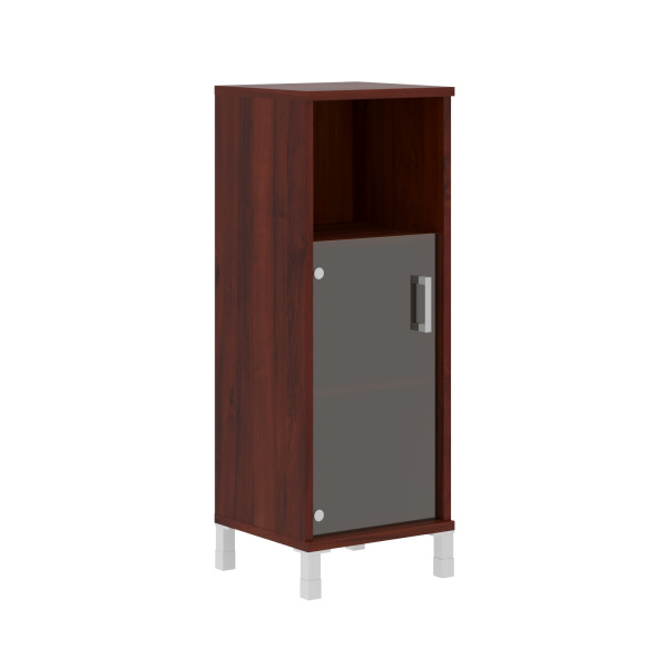 Шкаф-колонка средняя с малой стеклянной дверью B 421.5 Бургунди 475х450х1286 BORN