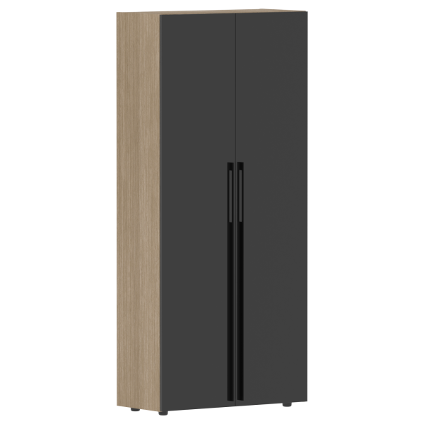 Шкаф высокий глухой СП-064-25-14 Черный глянец/Дуб Натуральный 900х450х2010 KANON