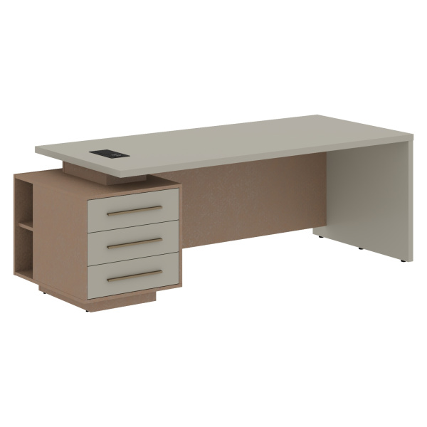 Стол руководителя с тумбой VCT 2290(L) Аметист/Бронза браш/Кобра 2200х900х750 VELION