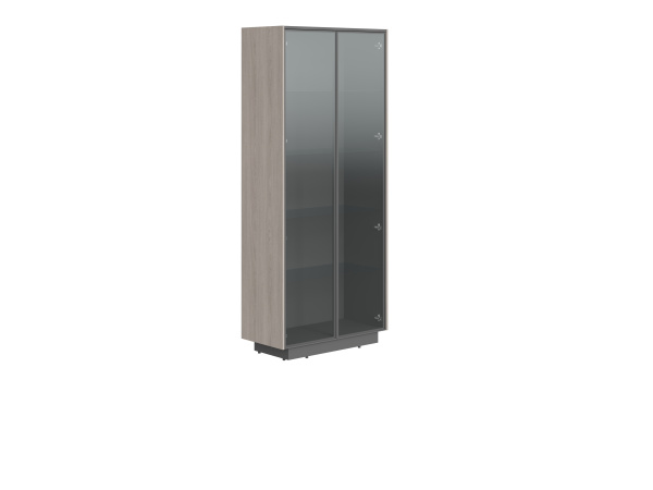 Шкаф шир. выс. со стеклянными дверями в раме СФ-574304 Дуб серый/Черный графит 900х430х2100 LINE