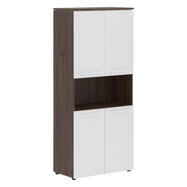 Шкаф с 2-мя комплектами глухих малых дверей MHC 85.4 Белый/Дуб Денвер темный 854х423х1956 MORRIS TRE