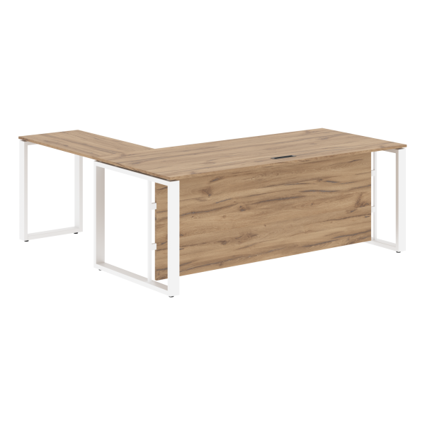Стол руководителя ECT 2019H Дуб Денвер светлый/Белый 2000х1900х750 ENIO