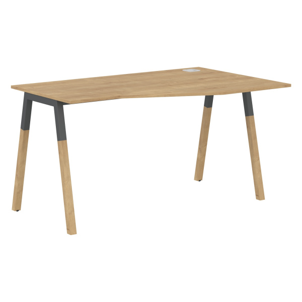 Стол FCT 1367(R) Дуб Гамильтон/Антрацит-Бук 1380х900(670)х733 FORTA