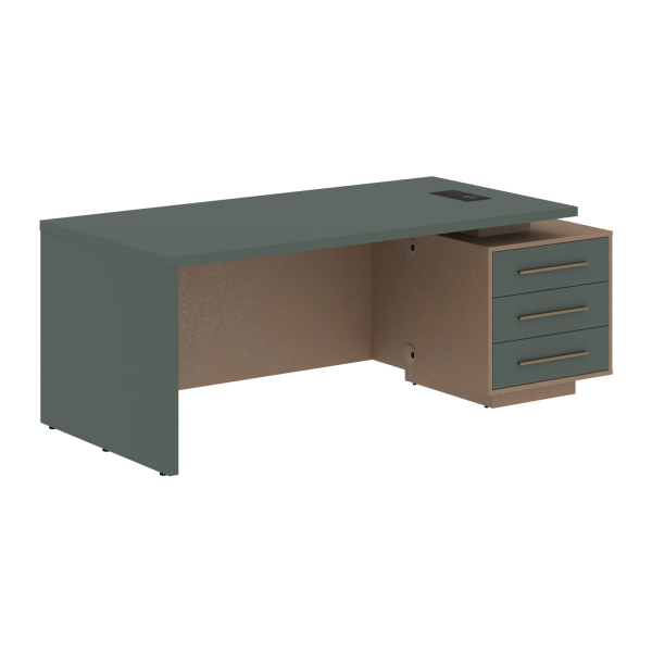 Стол руководителя с тумбой VCT 2090(R) Нефрит/Бронза браш/Кобра 2000х900х750 VELION