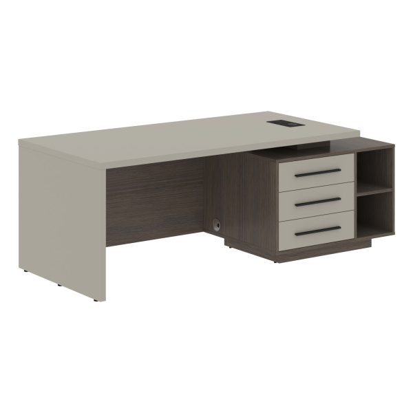 Стол руководителя с тумбой VCT 2190(R) Аметист/Черный матовый/Дуб Сильвер 2100х900х750 VELION