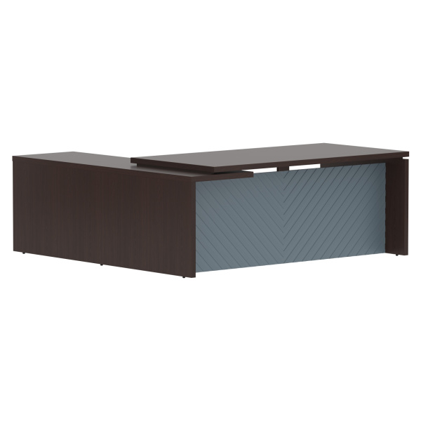 Стол руководителя TLCT 2020(R) Венге Магия Z/Серо-голубой 2000х2000х750 TORR LUX