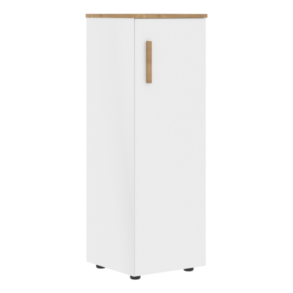 Шкаф колонка с глухой средней дверью и топом FMC 40.1(R) Белый премиум/Дуб Гамильтон 404х429х1213