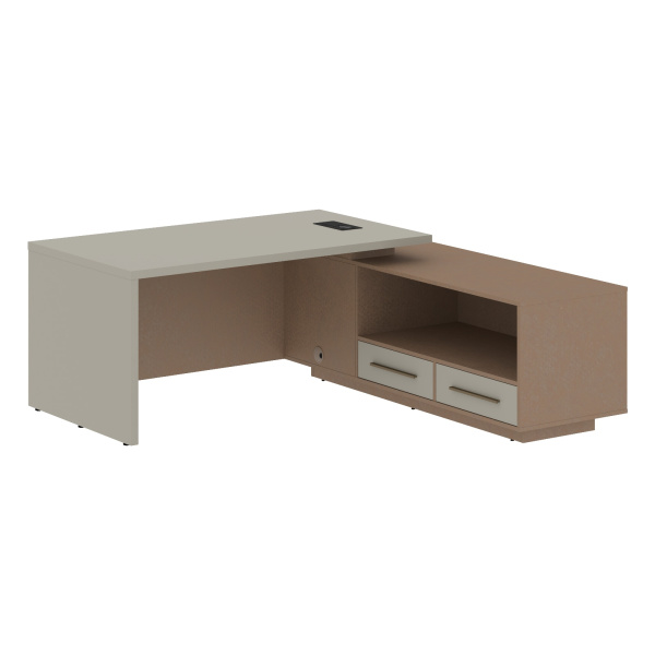 Стол руководителя с тумбой VCT 1919(R) Аметист/Бронза браш/Кобра 1900х1900х750 VELION