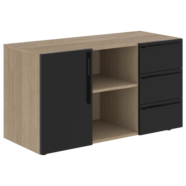 Тумба сервисная СП-064-25-07 Черный глянец/Дуб Натуральный 1200х500х670 KANON