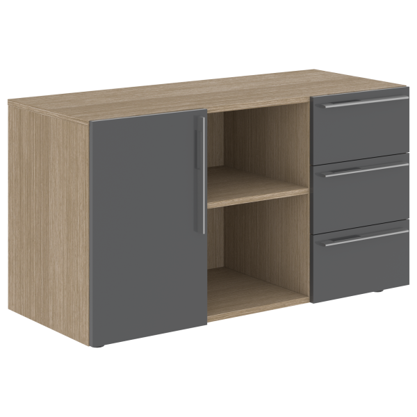 Тумба сервисная СП-064-25-07 Серый глянец/Дуб Натуральный 1200х500х670 KANON