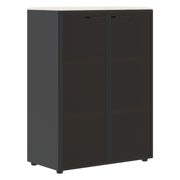 Шкаф со стеклянными дверьми в рамке JMC 85.7 Ясень белый/Антрацит 856х452х1184 JAY