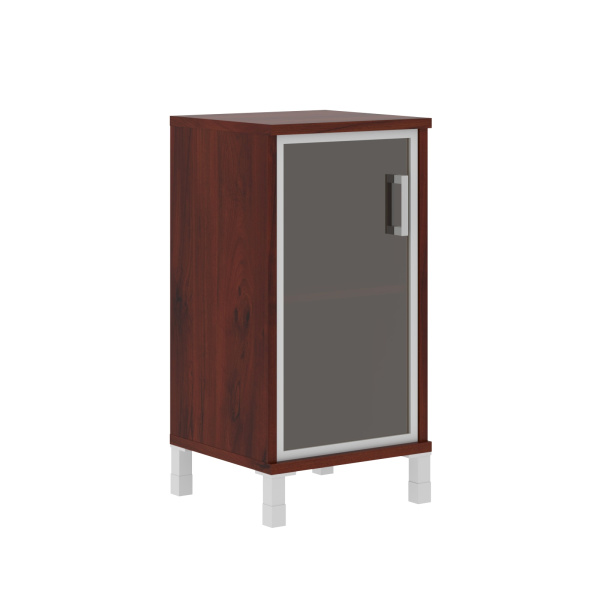 Шкаф-колонка низкая со стеклянной дверью в AL-рамке B 411.4(L) Бургунди 475х450х920 BORN