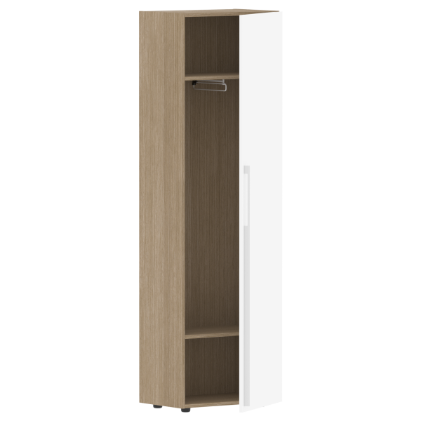 Гардероб узкий СП-064-25-12(R) Белый глянец/Дуб Натуральный 600х400х2010 KANON