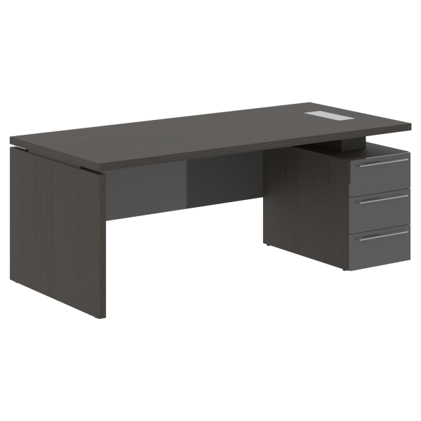 Стол письменный СП-064-25-05(R) Дуб Мореный/Серый глянец 2000х900х750 KANON