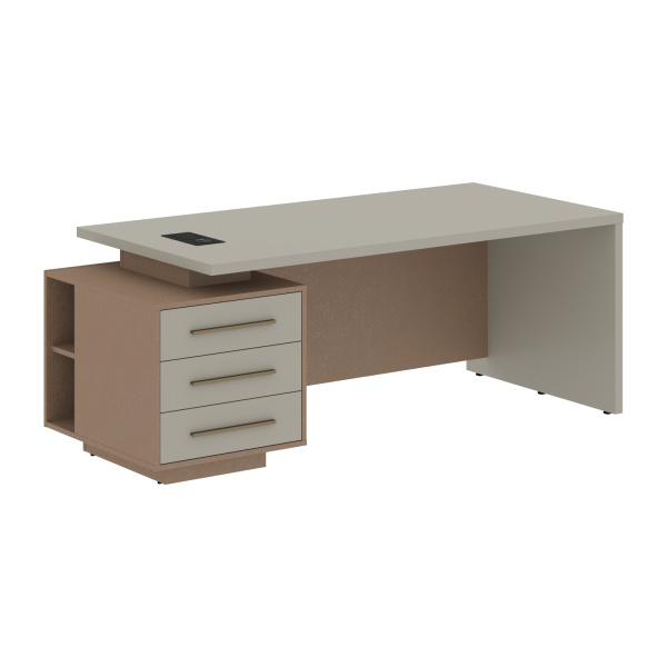 Стол руководителя с тумбой VCT 2090(L) Аметист/Бронза браш/Кобра 2000х900х750 VELION