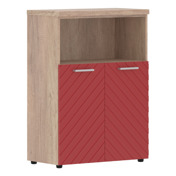 Шкаф с глухими малыми дверьми и топом TLMC 85.3 Красный/Дуб Каньон Z 856х450х1203 TORR LUX