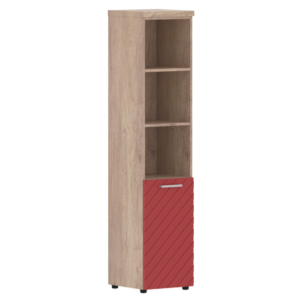 Шкаф колонка с малой дверью и топом TLHC 42.5(L) Красный/Дуб Каньон Z 432х450х1968 TORR LUX
