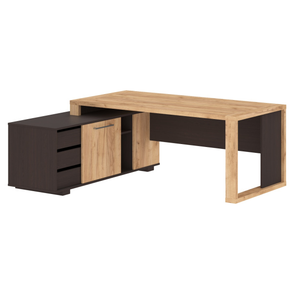 Стол руководителя с тумбой ACT 1916.A(L) Дуб Бофорд/Венге Магия 1 950х1 600х750 ALTO