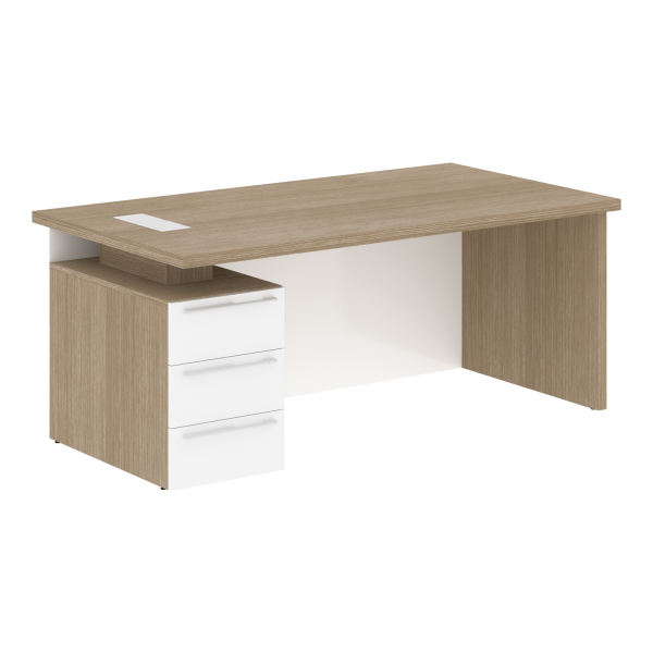 Стол письменный СП-064-25-25(L) Дуб Натуральный/Белый глянец 1800х900х750 KANON