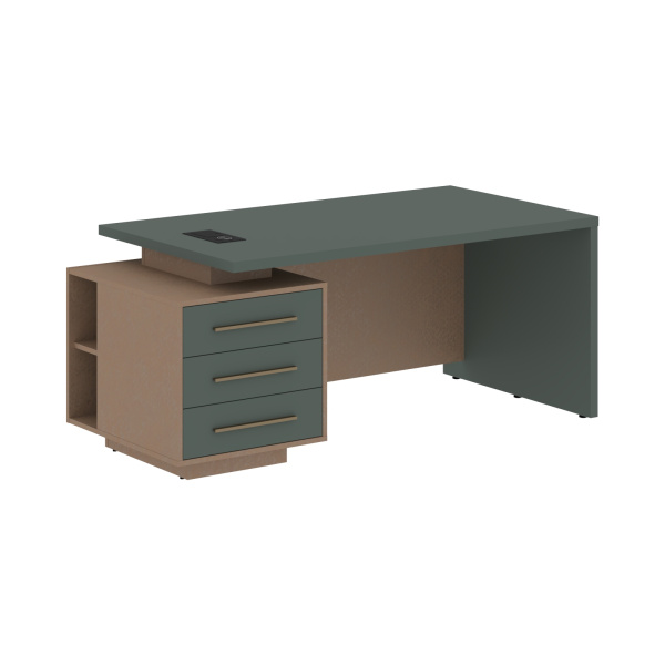 Стол руководителя с тумбой VCT 1890(L) Нефрит/Бронза браш/Кобра 1800х900х750 VELION