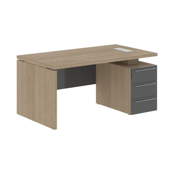 Стол письменный СП-064-25-06(R) Дуб Натуральный/Серый глянец 1600х900х750 KANON