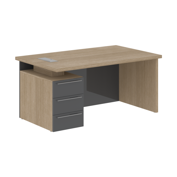 Стол письменный СП-064-25-24(L) Дуб Натуральный/Серый глянец 1600х900х750 KANON