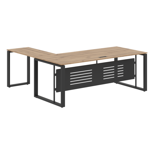 Стол руководителя ECT 2019M Дуб Денвер светлый/Антрацит 2000х1900х750 ENIO