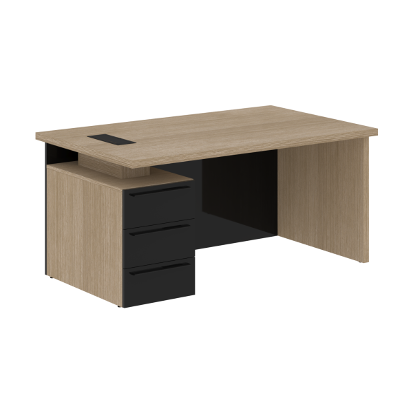 Стол письменный СП-064-25-24(L) Дуб Натуральный/Черный глянец 1600х900х750 KANON