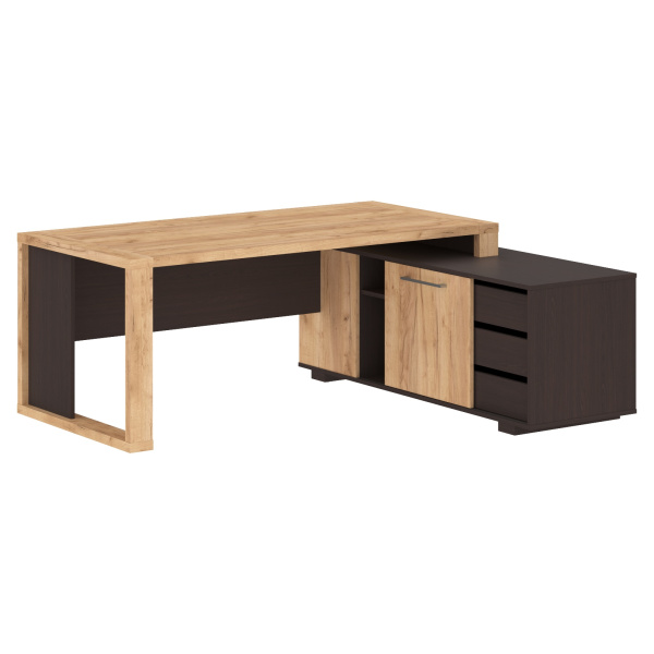 Стол руководителя с тумбой ACT 1916.A(R) Дуб Бофорд/Венге Магия 1 950х1 600х750 ALTO
