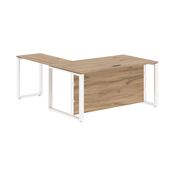Стол руководителя ECT 1619H Дуб Денвер светлый/Белый 1600х1900х750 ENIO