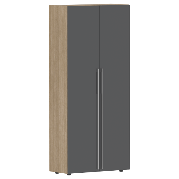 Шкаф высокий глухой СП-064-25-14 Серый глянец/Дуб Натуральный 900х450х2010 KANON