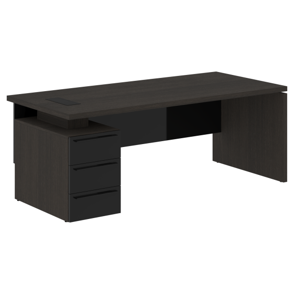 Стол письменный СП-064-25-05(L) Дуб Мореный/Черный глянец 2000х900х750 KANON