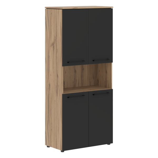 Шкаф с 2-мя комплектами глухих малых дверей MHC 85.4 Антрацит/Дуб Денвер светлый 854х423х1956 MORRIS