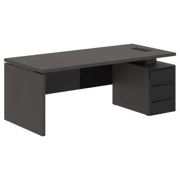 Стол письменный СП-064-25-05(R) Дуб Мореный/Черный глянец 2000х900х750 KANON