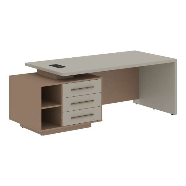 Стол руководителя с тумбой VCT 2190(L) Аметист/Бронза браш/Кобра 2100х900х750 VELION